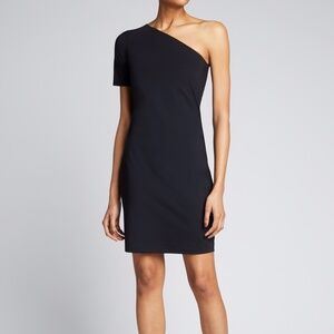Theory One Shoulder Mini Dress Black